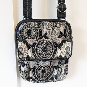 Sakroots Cross Body Bag Black & White Mandala Print